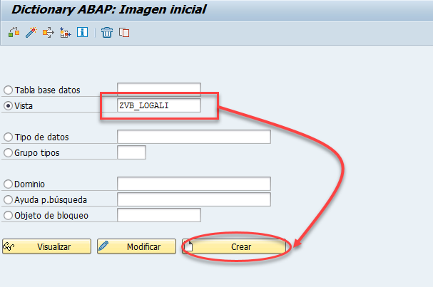 Vista de base de datos SAP: crear en SE11 1