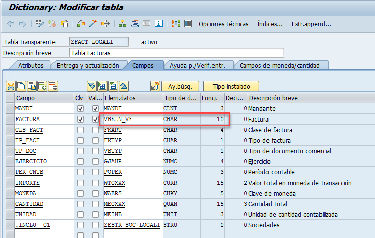 Activar una tabla SAP con SE14 1