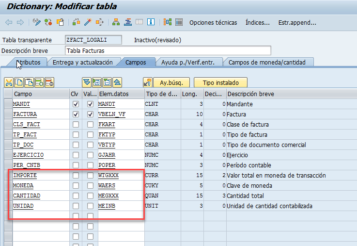 Campos de importe y cantidad en SAP 1