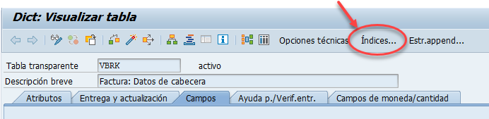 Crear índices de base de datos en SAP 1