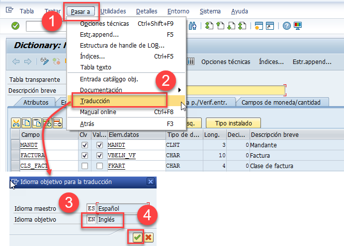 Traducir objetos del Diccionario ABAP 2