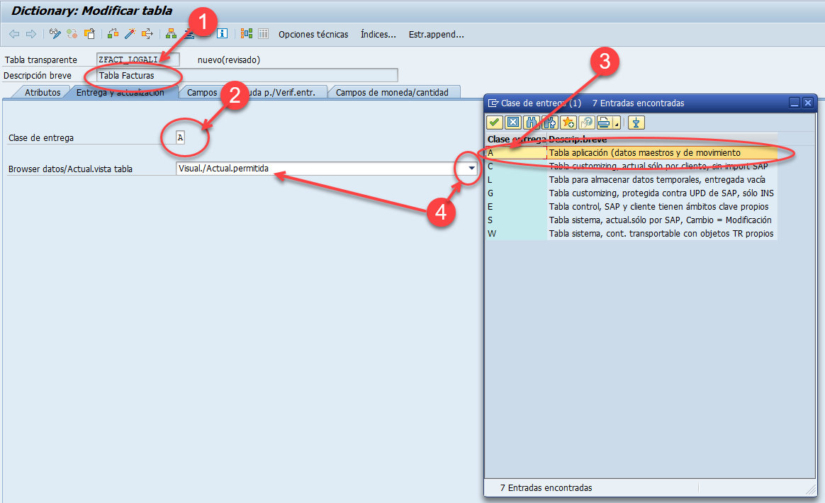 Crear tabla transparente en SAP ABAP 2