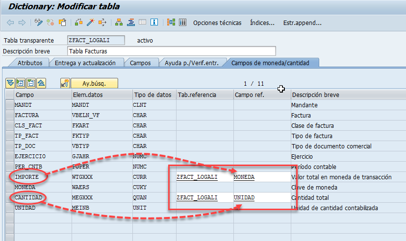 Campos de importe y cantidad en SAP 2
