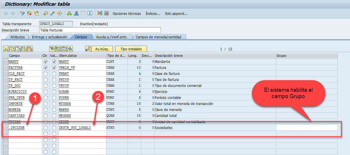 INCLUDE STRUCTURE en tablas ABAP 2
