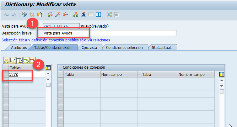 Vista de ayuda SAP: crear Help View 3