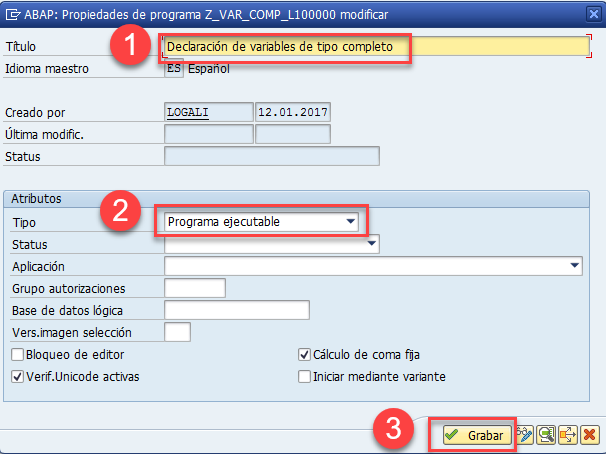 Declarar variables de tipo completo 3