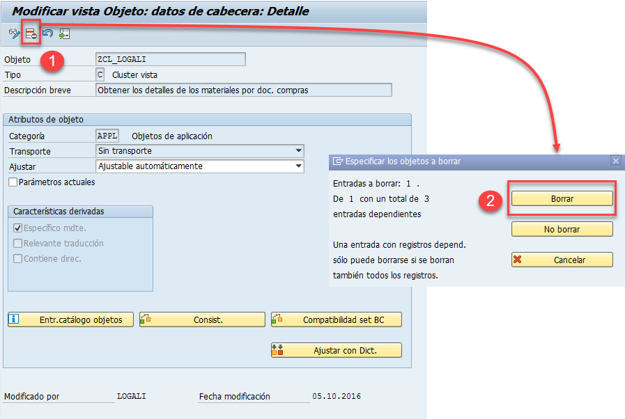 Borrar un cluster de vistas 4 Borrar un cluster de vistas 4