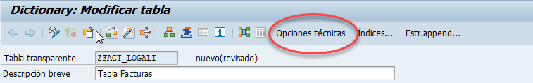 Crear tabla transparente en SAP ABAP 5