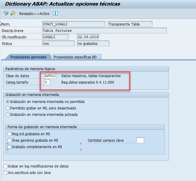 Crear tabla transparente en SAP ABAP 6