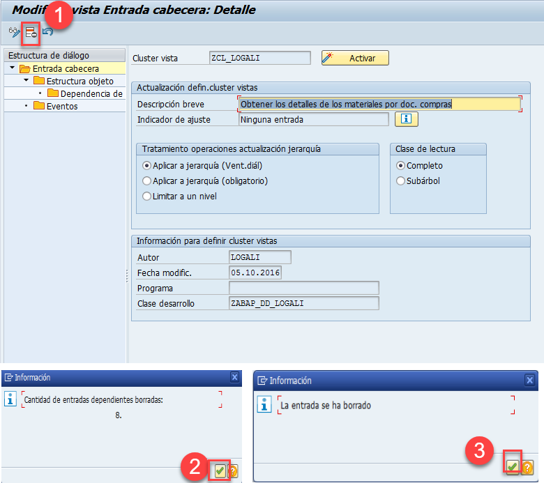 Borrar un cluster de vistas 6 Borrar un cluster de vistas 6