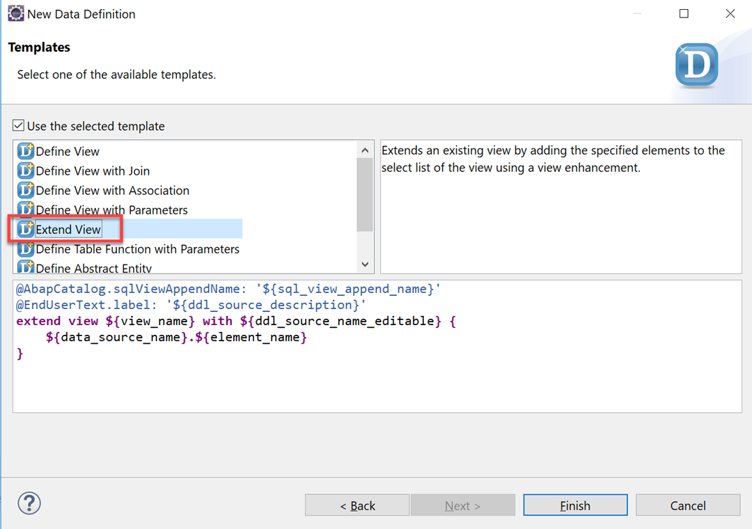 Extender CDS en ABAP: EXTEND VIEW 1