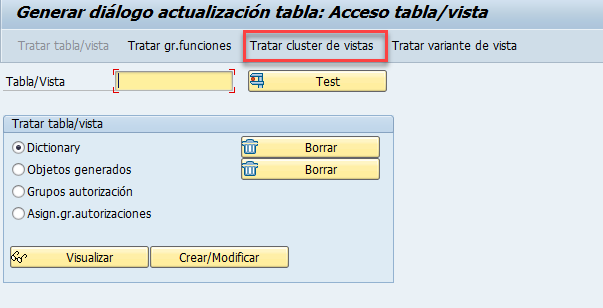 Crear un cluster de vistas en SAP 11 Crear un cluster de vistas en SAP 11