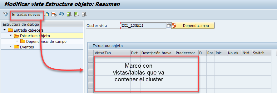 Crear un cluster de vistas en SAP 14 Crear un cluster de vistas en SAP 14