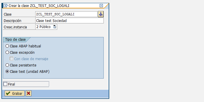 Crear clase global de test 2
