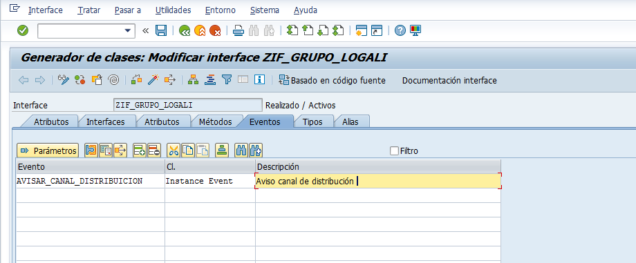 Eventos en las interfaz global 1
