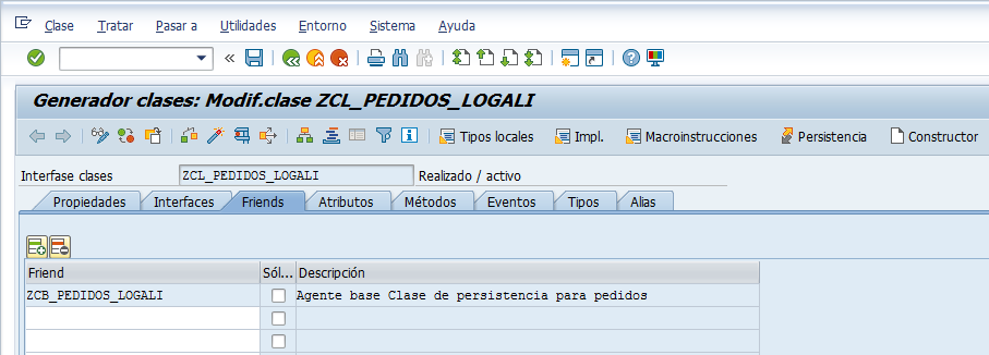 Crear una clase de persistencia en ABAP 4