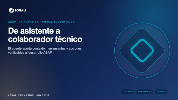 Esquema de IA agéntica conectada al desarrollo ABAP en Visual Studio Code