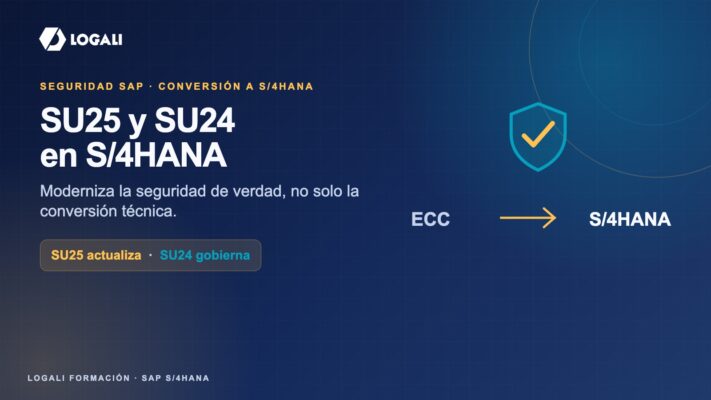 Escudo de seguridad y flecha sin solapamientos en una conversión de SAP ECC a S/4HANA con SU25 y SU24